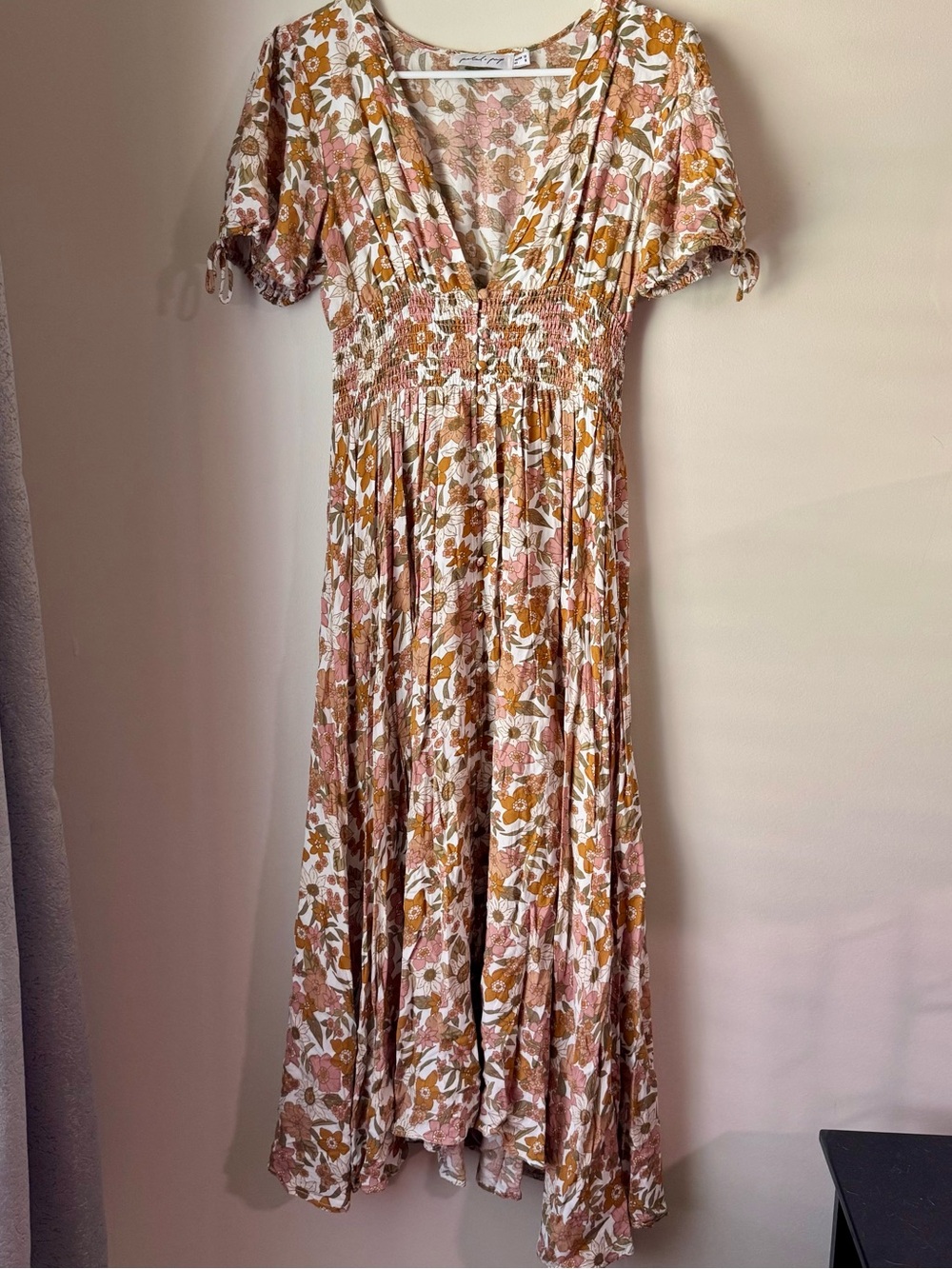 Petal & Pup Pink and Mustard Floral Maxi Dress - Picture 1 of 3
